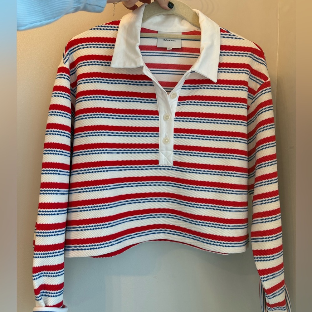 Reformation Anna Rugby Stripe Top